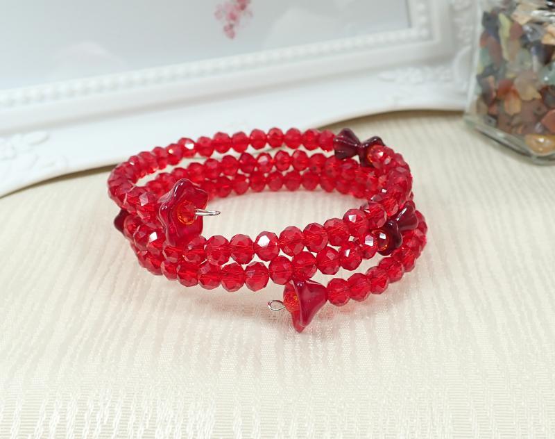 Csillogó piros memória karkötő 1