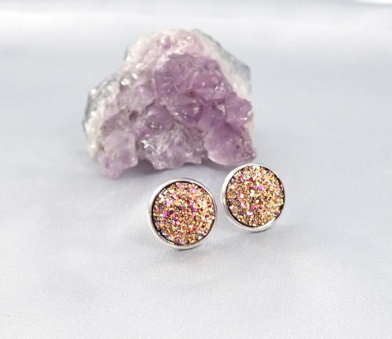 Druzy fülbevaló, aranybarna (14 mm)