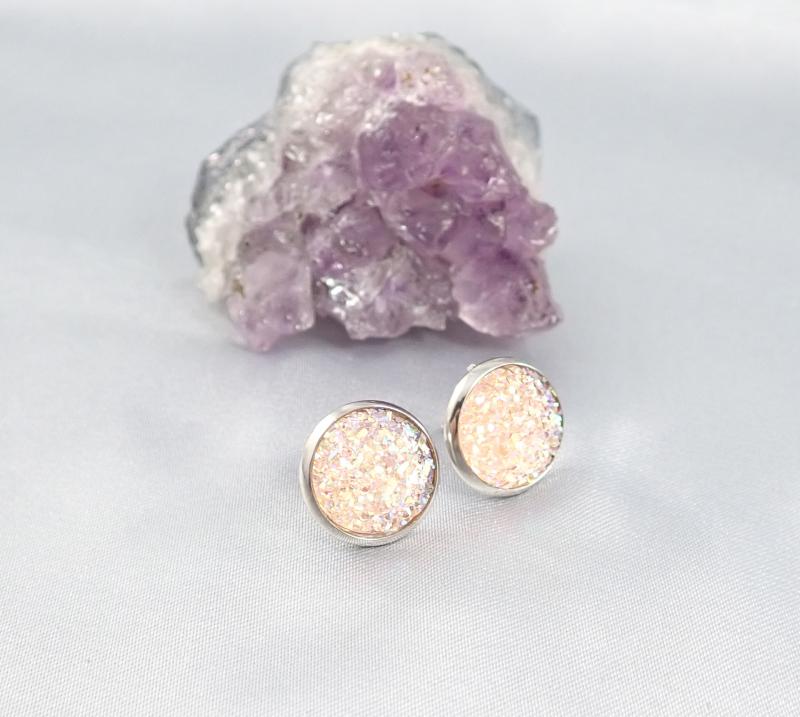 Druzy fülbevaló, bézs (14 mm)