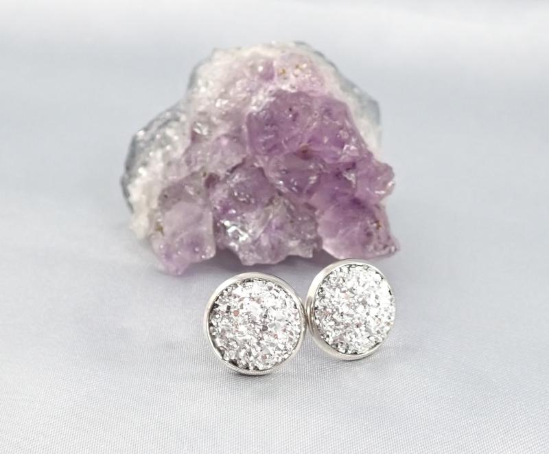 Druzy fülbevaló, ezüst (14 mm)