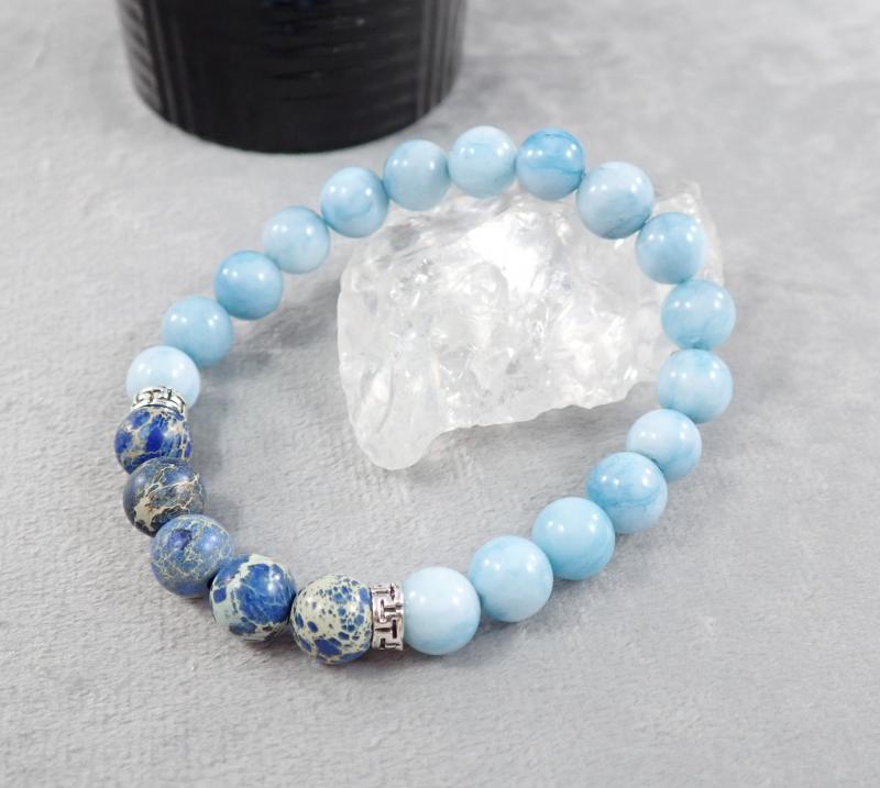 Égkék jáde karkötő jáspissal