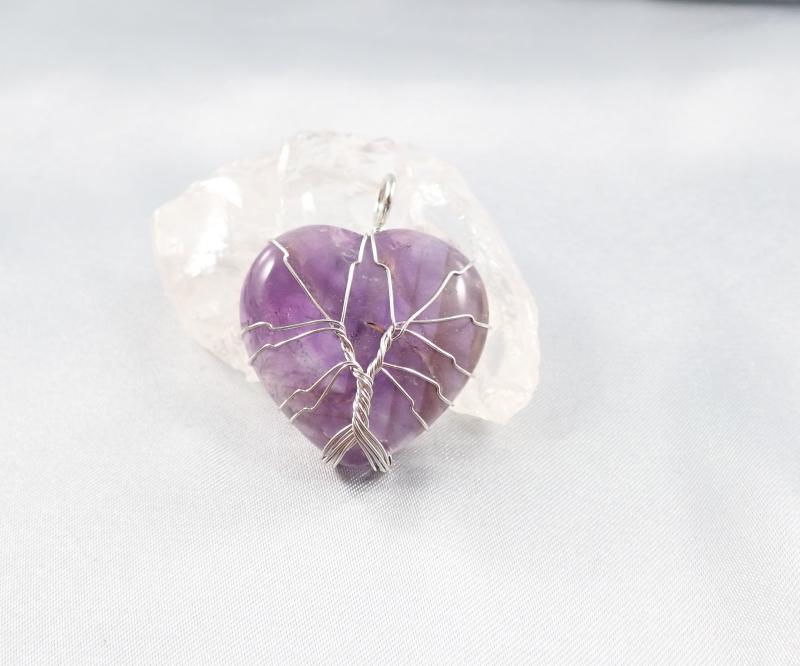 Életfa szív – ametiszt medál