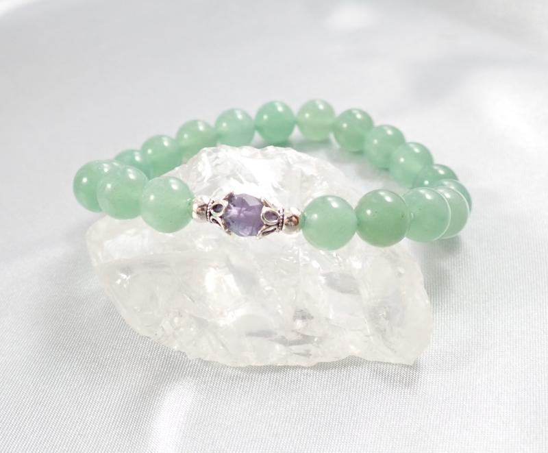 Erdei harmónia aventurin karkötő, egy gyöngyös