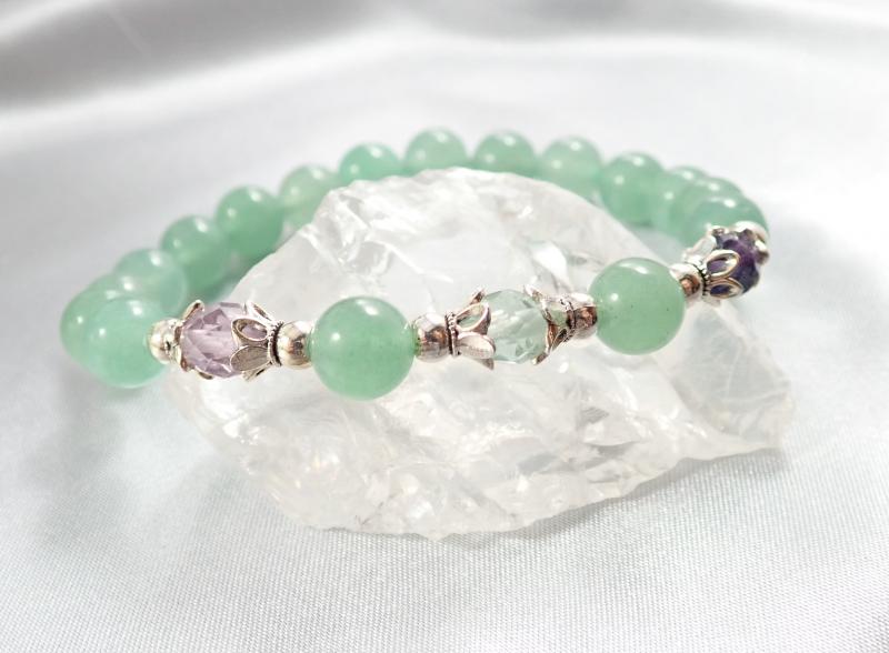 Erdei harmónia aventurin karkötő, három gyöngyös