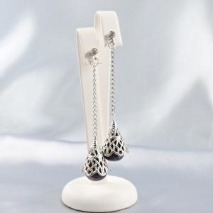 Achát fülbevaló csipkés dísszel