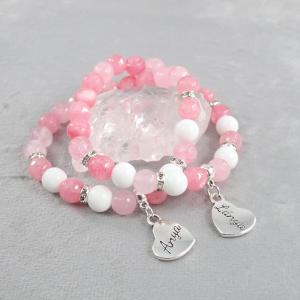 Anya-lánya karkötők, rózsaszín jáde