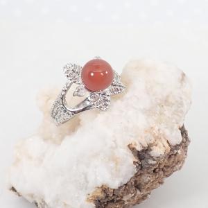 Ásvány gyűrű, leveles, karneol