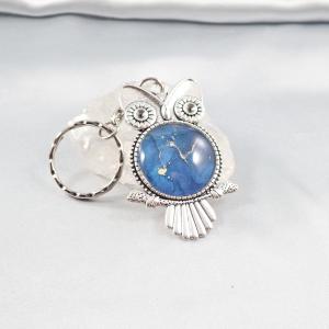 Bagoly talizmán kulcstartó – Kék márvány