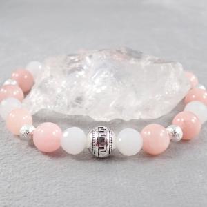 Barack és fehér jáde karkötő