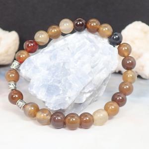 Barna árnyalatos achát karkötő (XL)