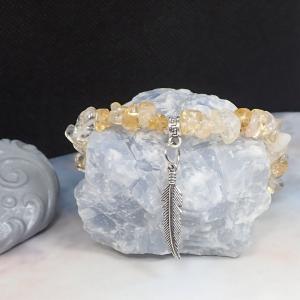 Citrin szemcse karkötő toll medállal