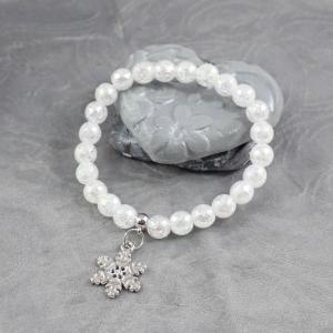 Csillogó gyöngy karkötő hópehellyel 1