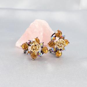 Csiszolt köves sárga fülbevaló