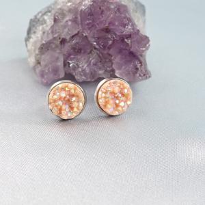 Druzy fülbevaló, barackszín (10mm)