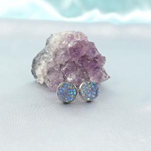 Druzy fülbevaló, világoskék (10mm)