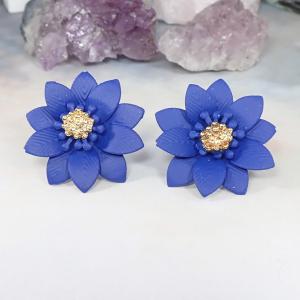 Dupla szirmú virág fülbevaló, kék