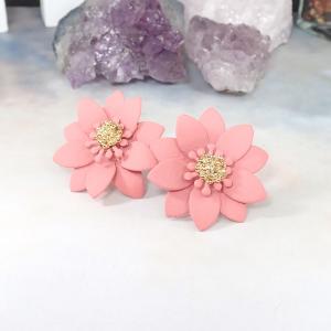 Dupla szirmú virág fülbevaló, rózsaszín