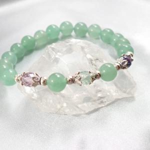 Erdei harmónia aventurin karkötő, három gyöngyös