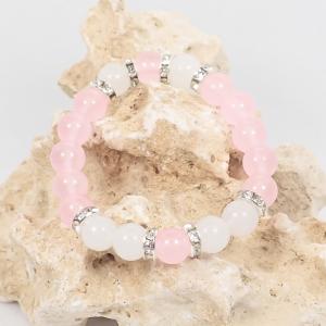 Fehér jáde és achát karkötő (XS)