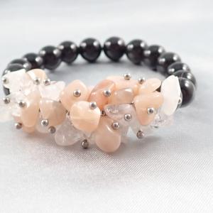 Föld és fény – holdkő és hegyikristály karkötő