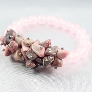 Földrózsa – rodonit és jáde karkötő