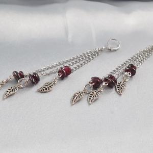 Gránátköves-leveles fülbevaló