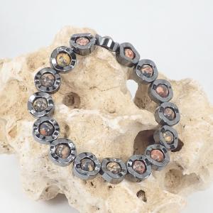 Hematit és leopárd jáspis karkötő