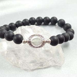 Holdkapu karkötő, fekete, egy gyöngyös