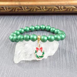 Jáde karkötő karácsonyi motívummal, zöld