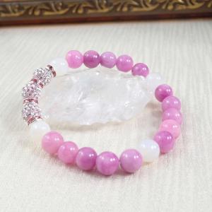 Jáde karkötő shamballa gyöngyökkel, rózsaszín