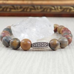 Jáspis karkötő fém dísszel