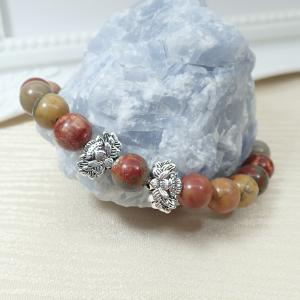 Jáspis karkötő, levélkés díszekkel