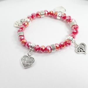 Karkötő négy szívecskével, piros