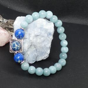 Kék achát és császárkő karkötő