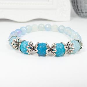 Kék achátok karkötő fémdíszekkel