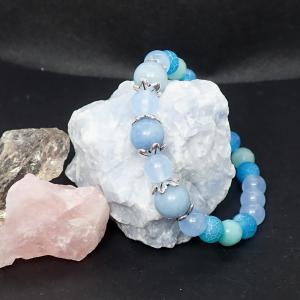 Kék achátok karkötő nagyobb gyöngyökkel