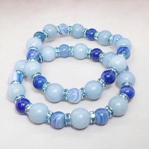 Kék árnyalatú achátok páros karkötő