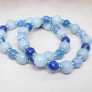 Kék árnyalatú achátok páros karkötő