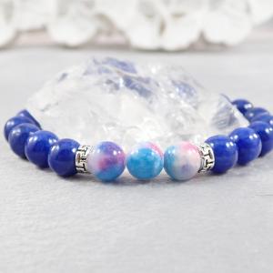 Kék és szivárvány jáde karkötő
