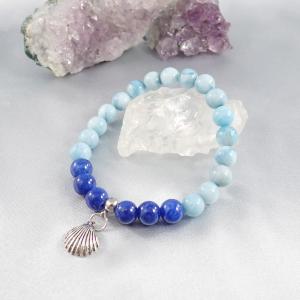 Kék jáde karkötő kagylócskával