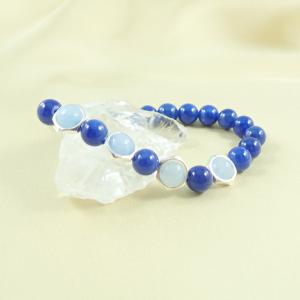 Kék jáde karkötő szögletes gyöngykerettel