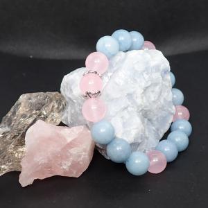 Kék-rózsaszín achát karkötő 1