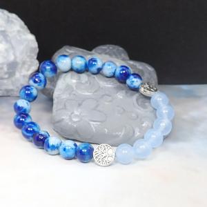 Kék szivárvány jáde karkötő