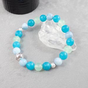 Kék-zöld karkötő fém gyönggyel