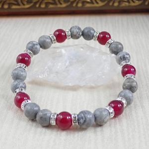 Képjáspis és achát karkötő, bordó