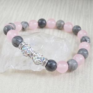 Képjáspis és achát karkötő, rózsaszín 1