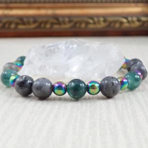 Labradorit és hematit karkötő