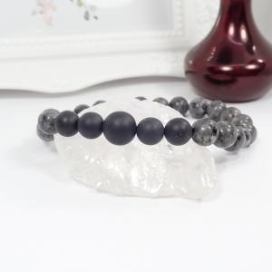 Labradorit és ónix karkötő (XXL)