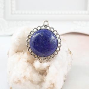 Lapis lazuli medál antikolt keretben, kerek