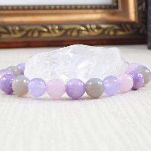 Lila-szürke achát karkötő